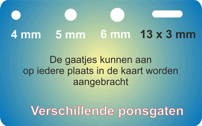 Ponsgaatjes in plastic cards