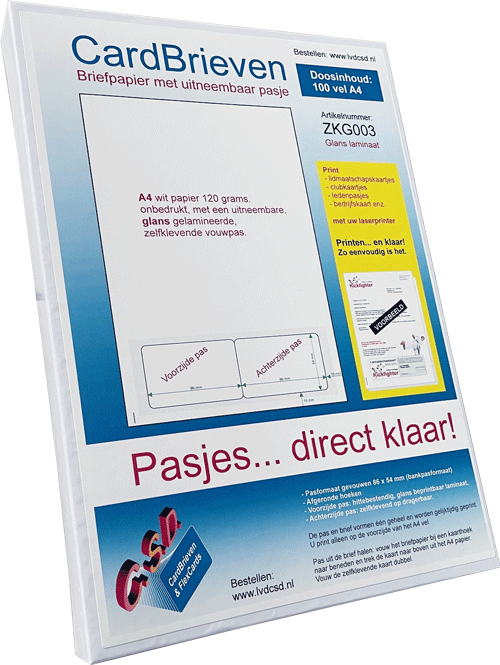 Cardbrief ZKG003.  Meest verkochte uitvoering